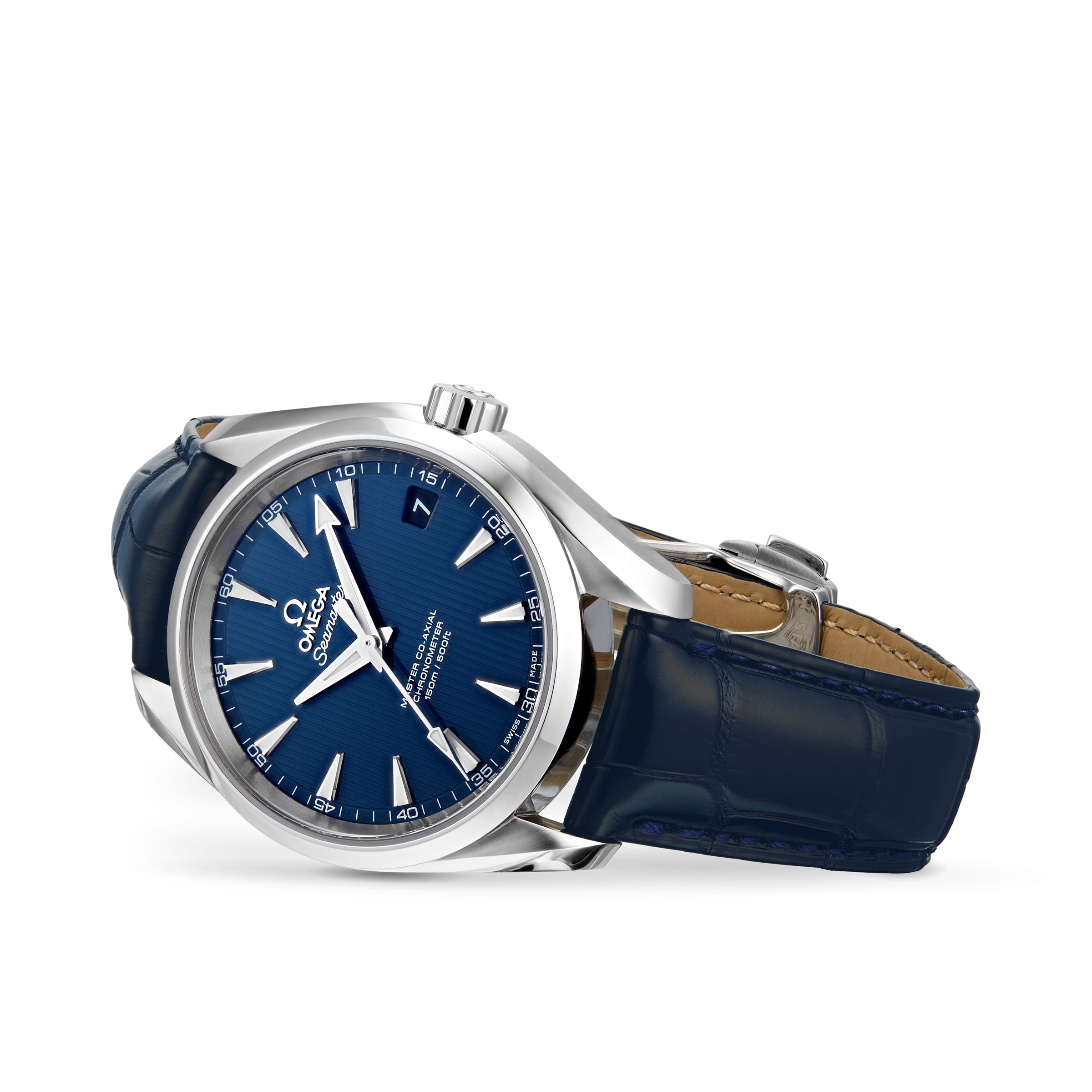 Omega aqua terra on sale blue leather strap