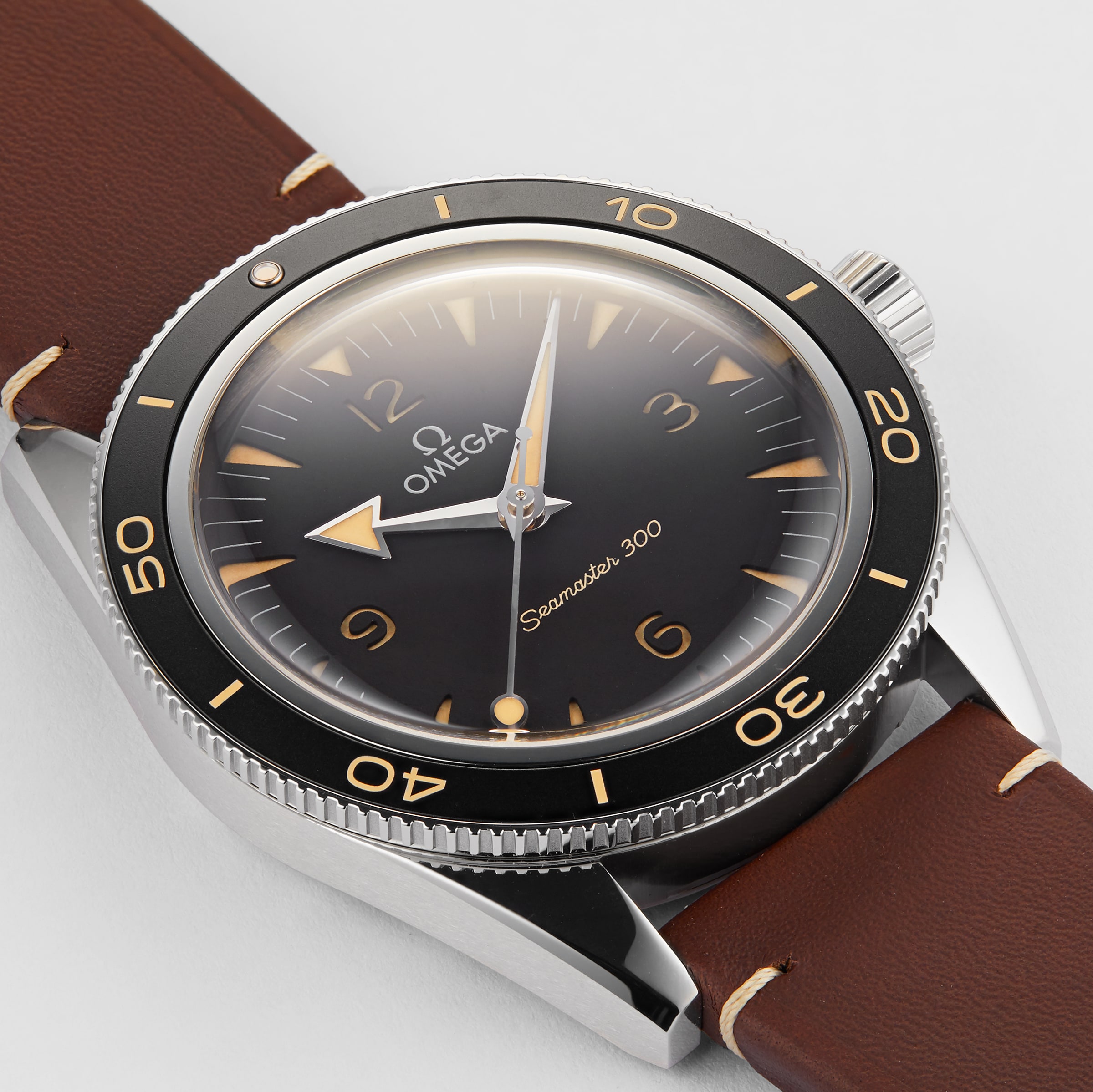 Omega seamaster black top leather strap