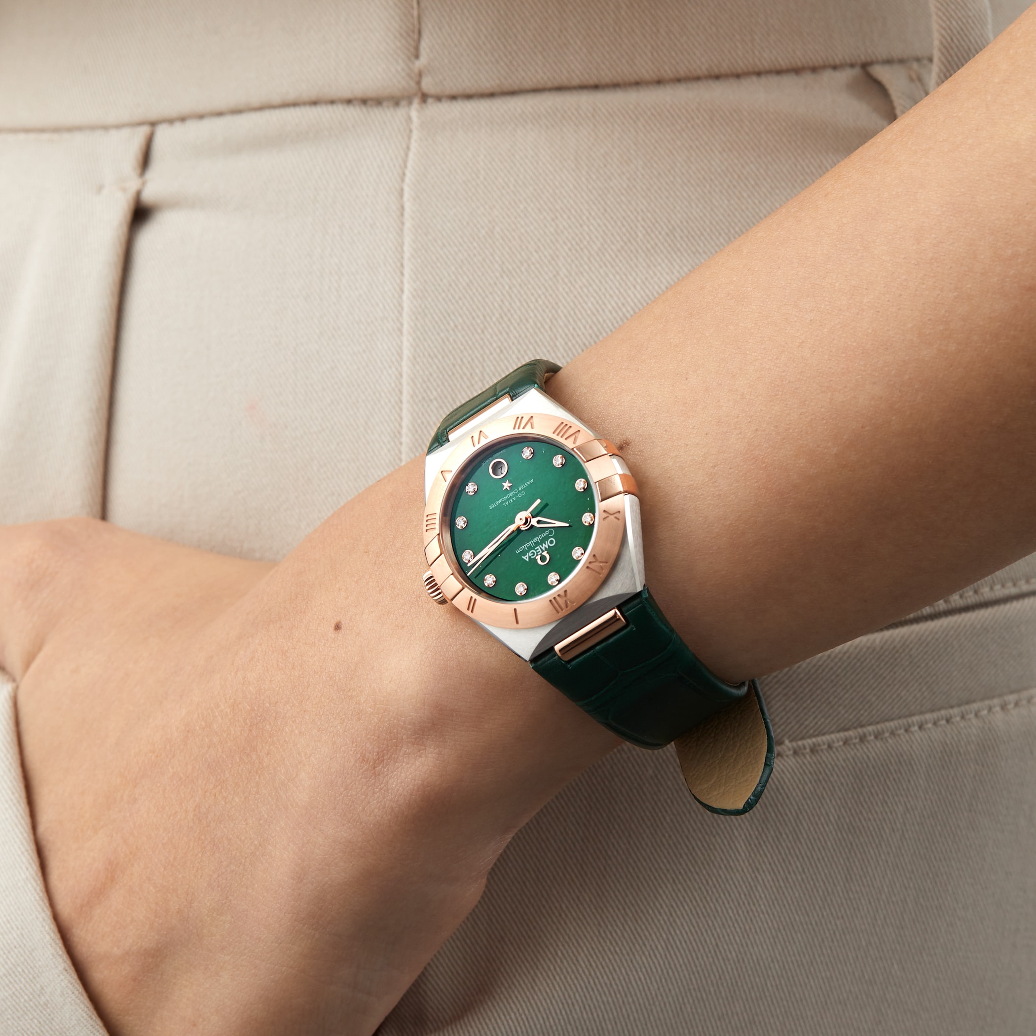Omega Constellation Co-Axial Master Chronometer 29mm Ladies Watch Green Omega Constellation Co-Axial Master Chronometer 29mm Ladies Watch Green
