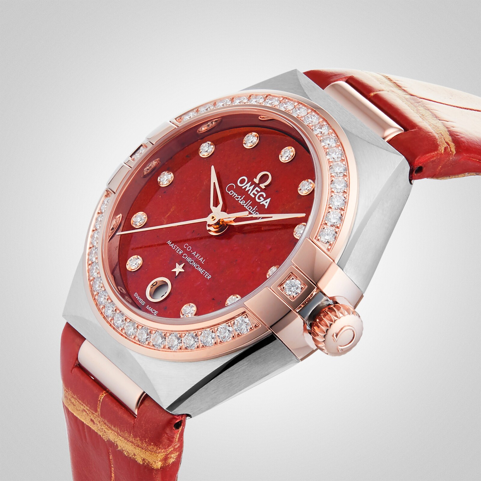 Omega Seamaster Planet Ocean Co-Axial 18K Red Gold & Diamonds Ladies Watch  | Worldofluxuryus