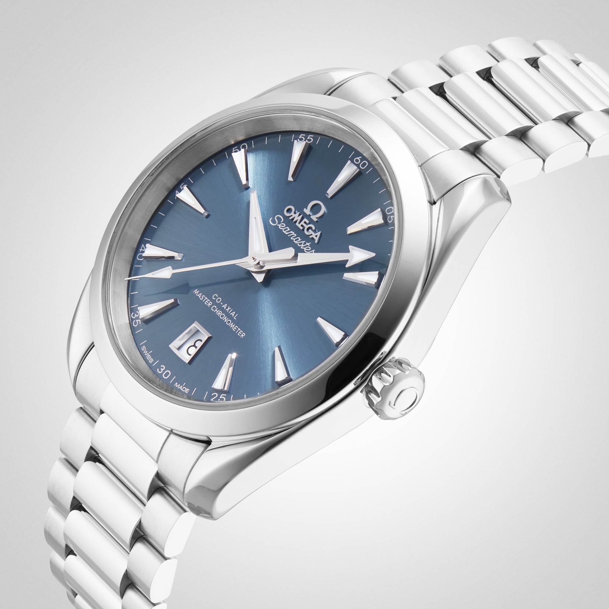 Omega aqua terra day date blue best sale