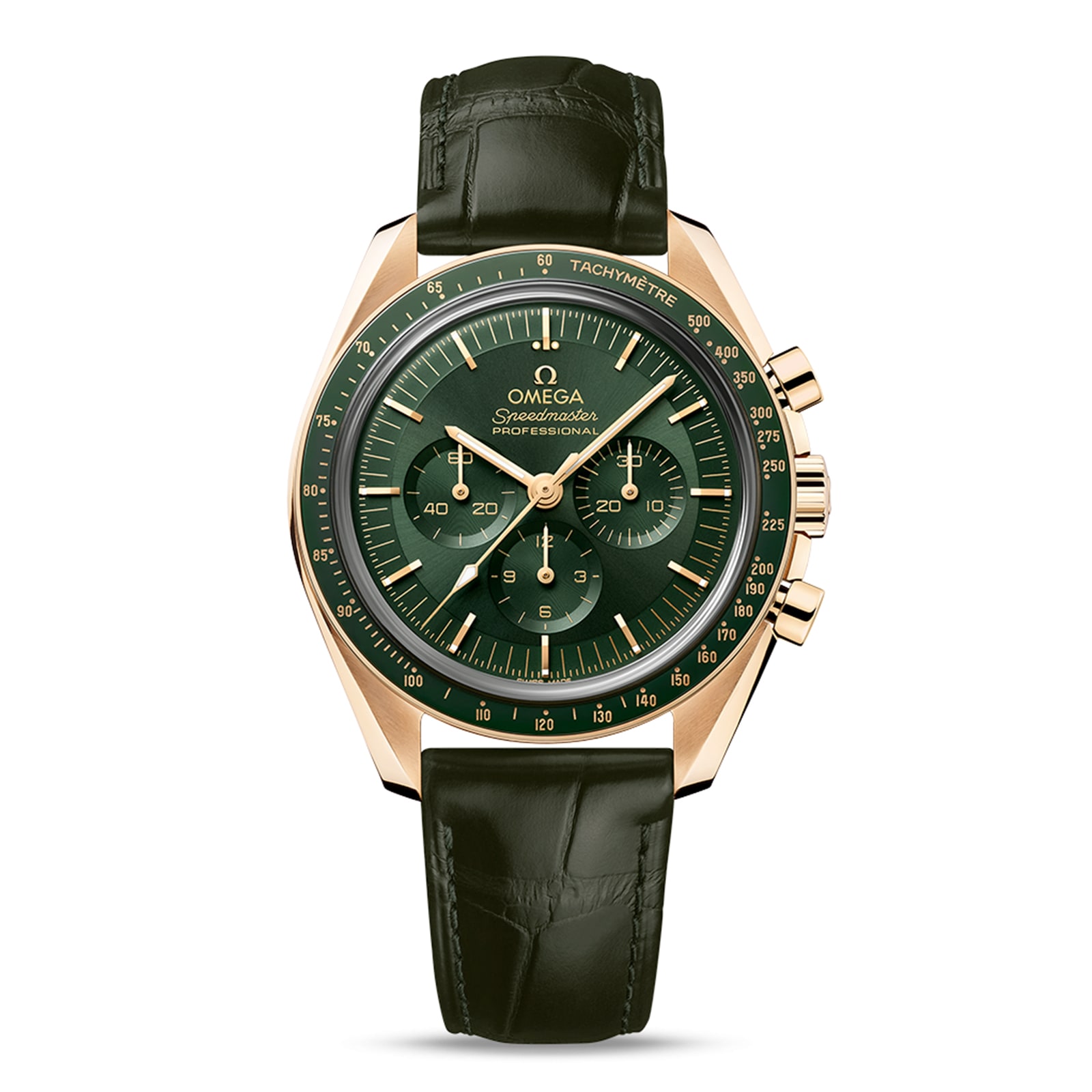 Omega Speedmaster Moonwatch Professional Co-Axial Master Chronometer Chronograph 42mm Mens Watch Green Moonshine Gold