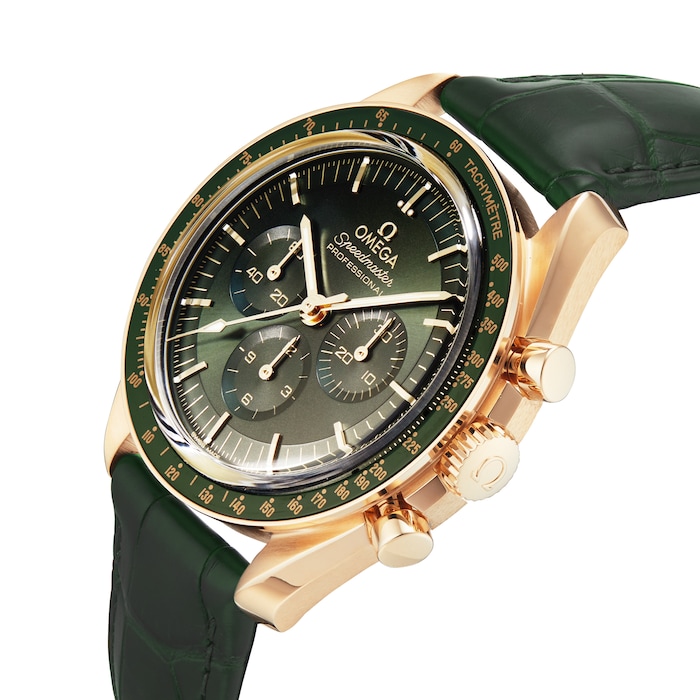 Omega Speedmaster Moonwatch Professional Co-Axial Master Chronometer Chronograph 42mm Mens Watch Green Moonshine Gold