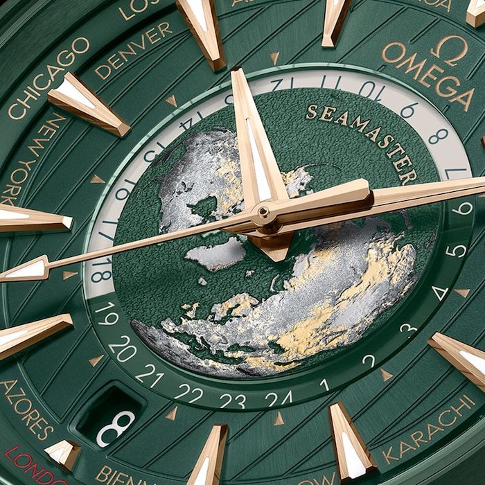 Omega Seamaster Aqua Terra 150m Co Axial Master Chronomaster GMT Worldtimer 43mm Mens Watch Green
