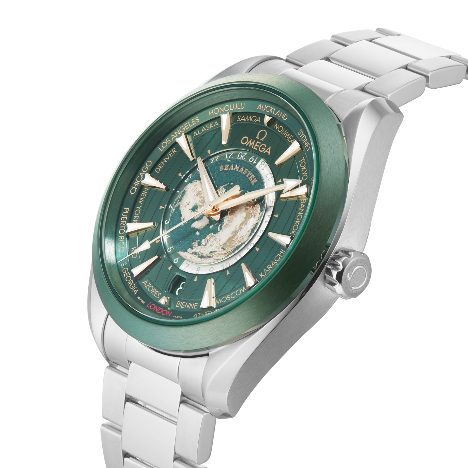 Omega Seamaster Aqua Terra 150m Co Axial Master Chronomaster GMT Worldtimer 43mm Mens Watch Green
