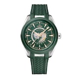 Omega Seamaster Aqua Terra 150m Co Axial Master Chronometer GMT Worldtimer 43mm Mens Watch Green Rubber