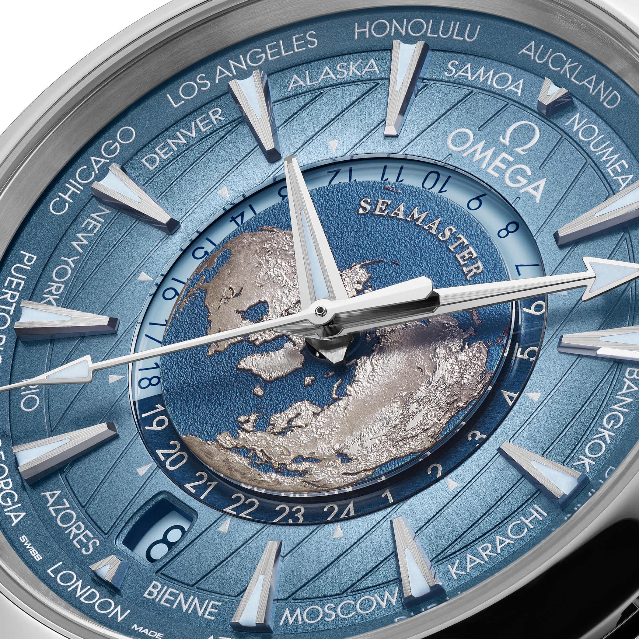 Omega Seamaster Aqua Terra 150M Co-Axial Master Chronometer Gmt Worldtimer 43mm Summer Blue Omega Seamaster Aqua Terra 150M Co-Axial Master Chronometer Gmt Worldtimer 43mm Summer Blue
