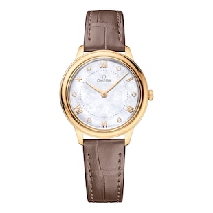 Omega De Ville Prestige 30mm Ladies Watch Mother Of Pearl Yellow Gold