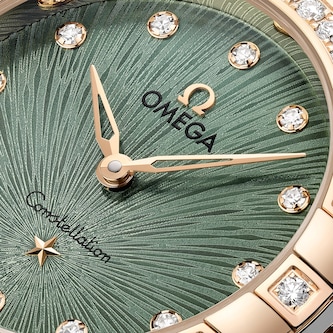 Omega Constellation Moonshine Gold 28mm Ladies Watch Green Omega Constellation Moonshine Gold 28mm Ladies Watch Green