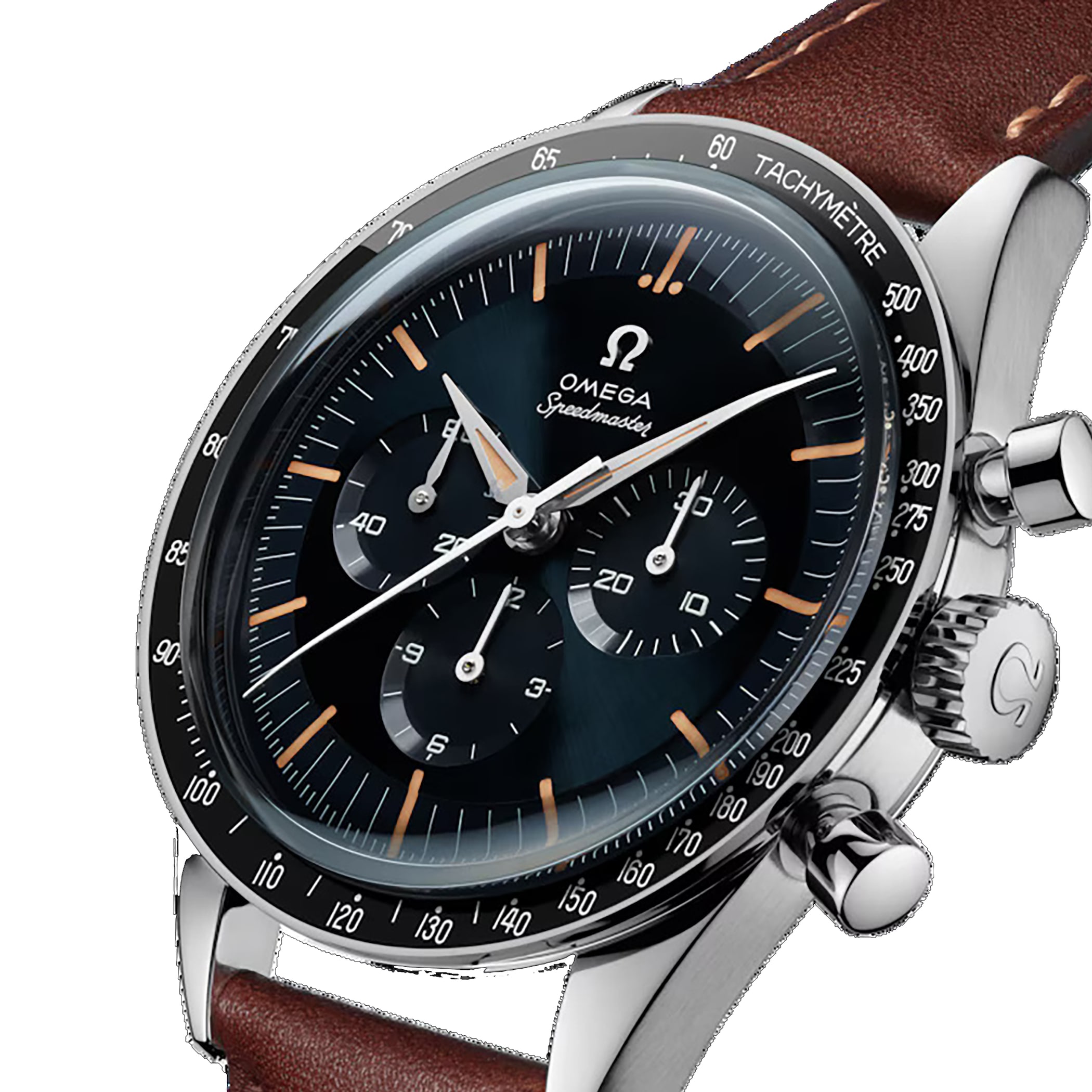Omega Speedmaster Anniversary Series 40mm Mens Watch Blue -Brown Leather Strap Omega Speedmaster Anniversary Series 40mm Mens Watch Blue -Brown Leather Strap