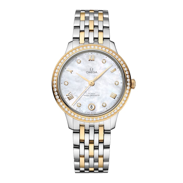 Omega De Ville Prestige 34mm Ladies Watch White Mother Of Pearl