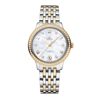Omega De Ville Prestige 34mm Ladies Watch White Mother Of Pearl
