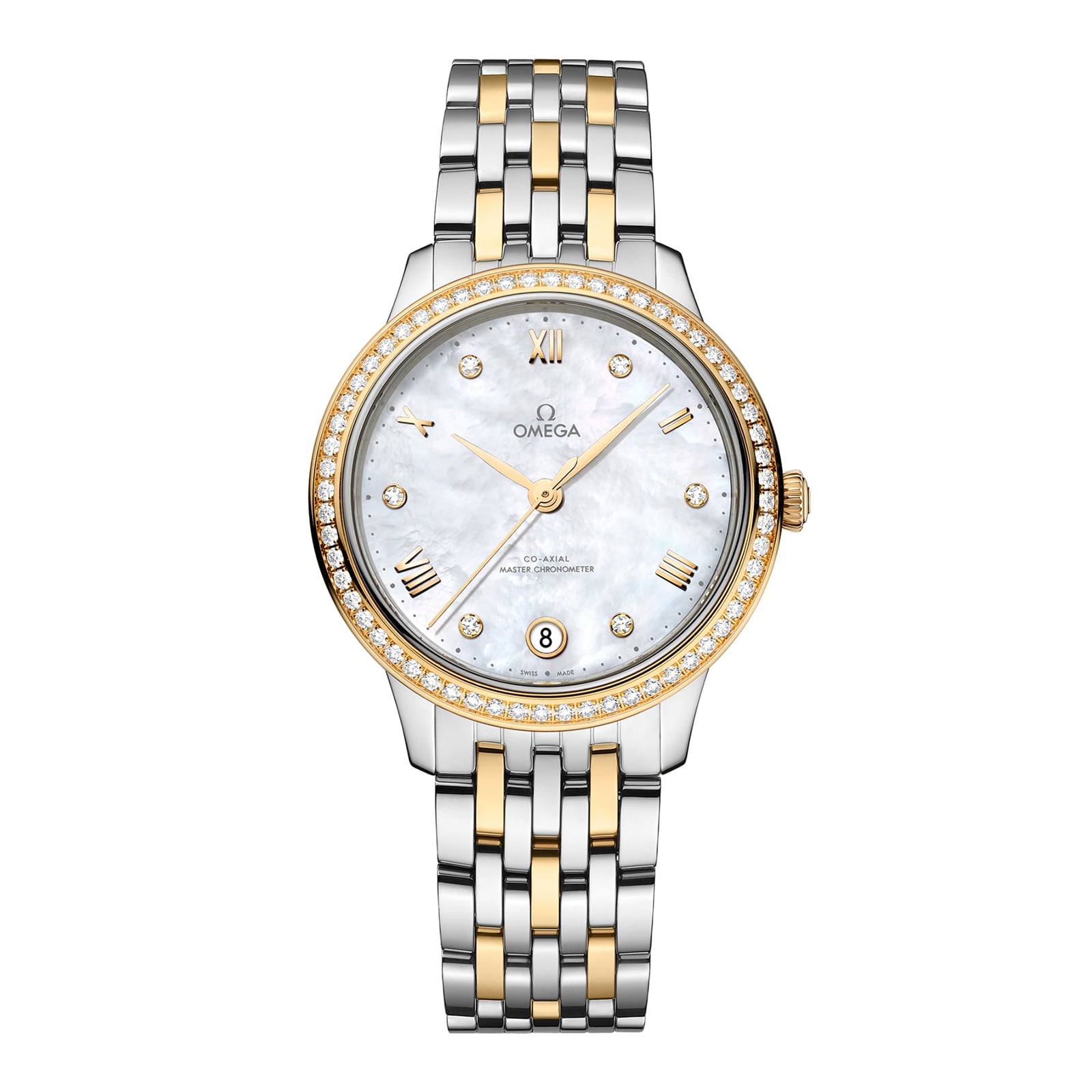Omega De Ville Prestige 34mm Ladies Watch White Mother Of Pearl