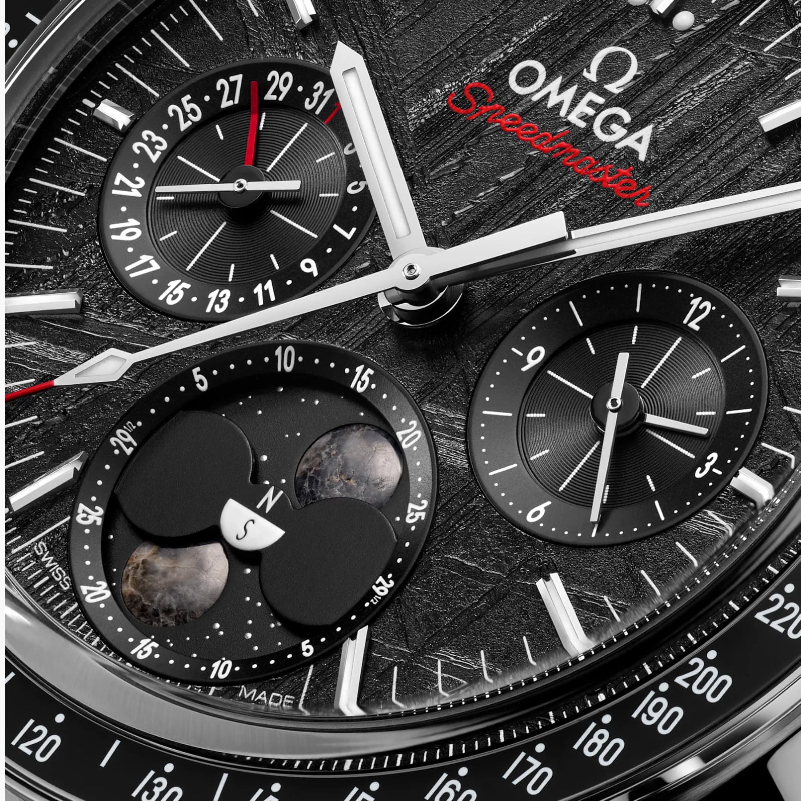 Omega Speedmaster Moonphase 43mm Mens Watch Steel Black Omega Speedmaster Moonphase 43mm Mens Watch Steel Black