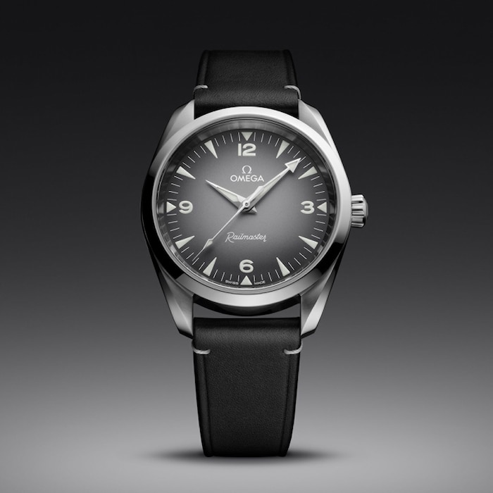 Omega Seamaster Railmaster 38mm Mens Watch Grey Leather
