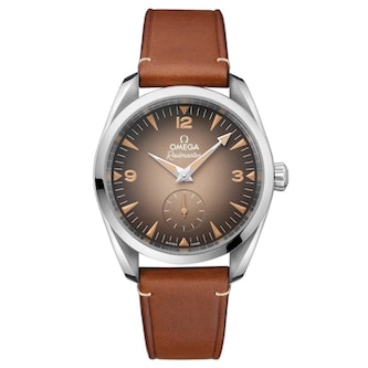 Omega Seamaster Railmaster 38mm Mens Watch Brown Leather