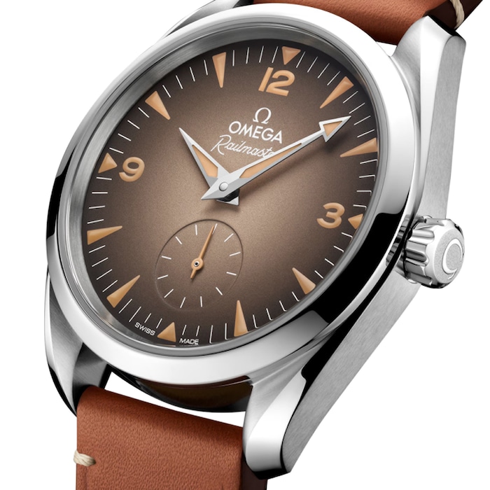 Omega Seamaster Railmaster 38mm Mens Watch Brown Leather