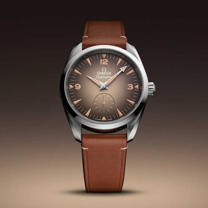 Omega Seamaster Railmaster 38mm Mens Watch Brown Leather