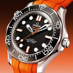 Omega Seamaster Diver 300 Automatic 42mm Mens Watch Orange Rubber