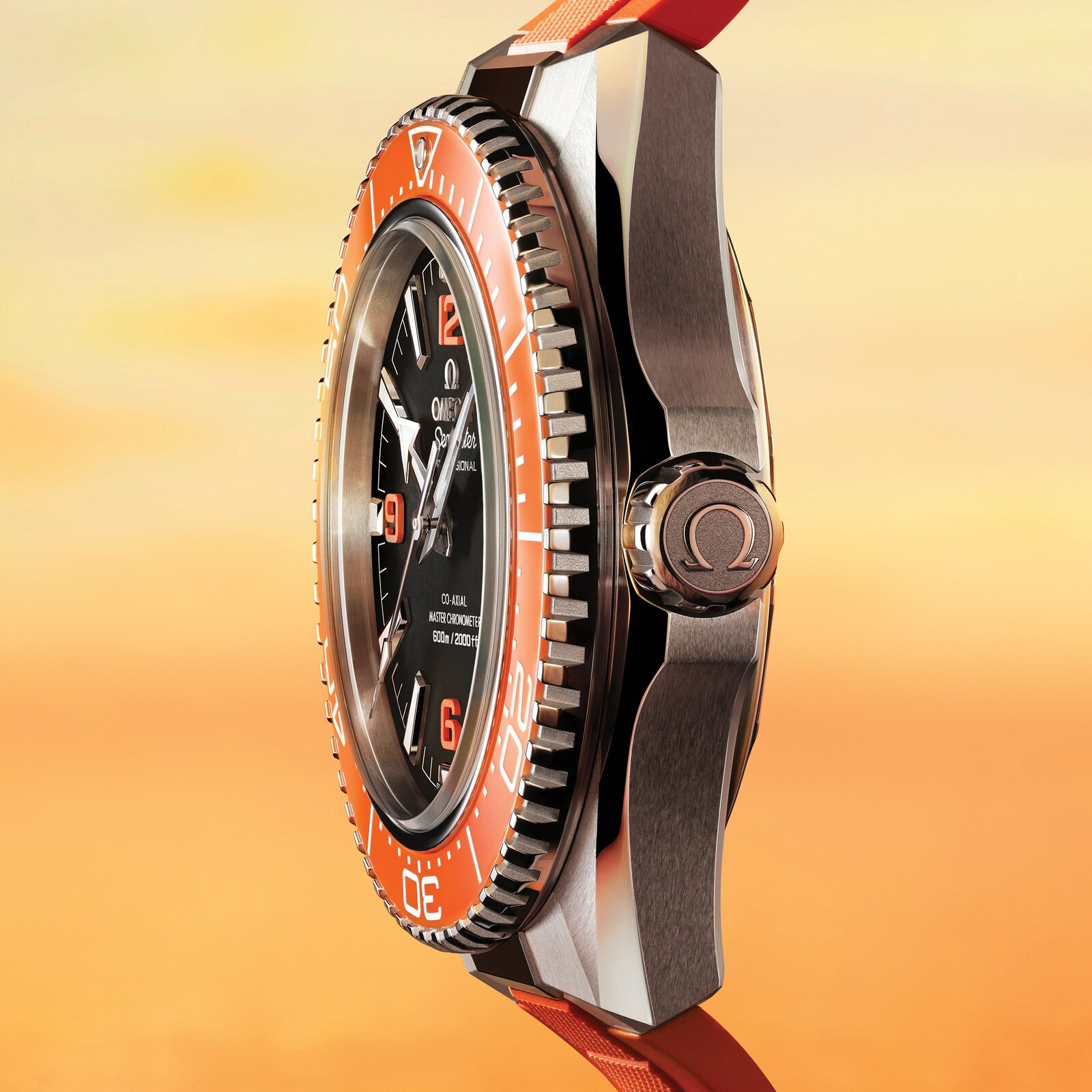 Omega Seamaster Planet Ocean 600M 42mm Mens Watch Orange Rubber