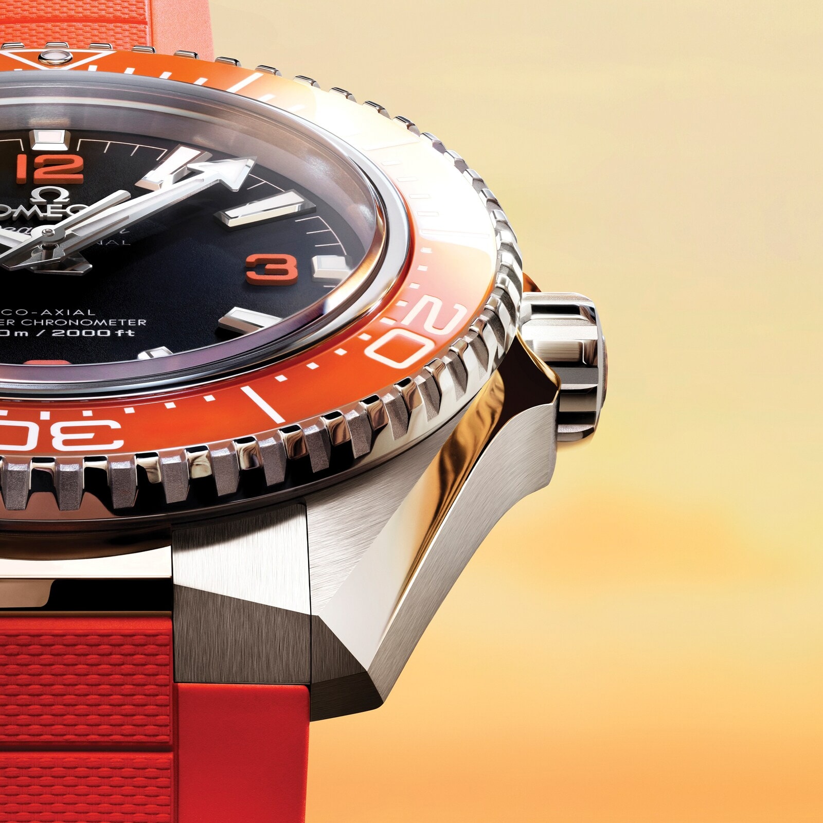 Omega Seamaster Planet Ocean 600M 42mm Mens Watch Orange Rubber Strap