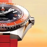 Omega Seamaster Planet Ocean 600M 42mm Mens Watch Orange Rubber Strap
