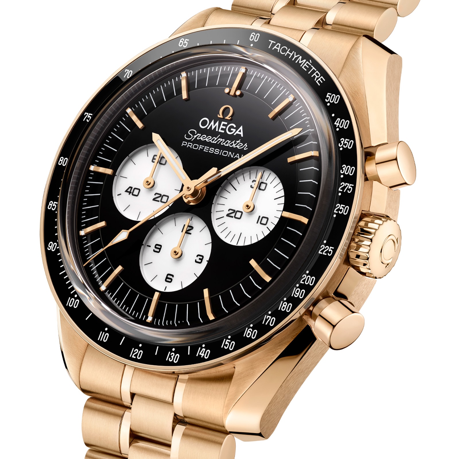 Omega Speedmaster Moonwatch Professional 42mm Mens Watch Black Yellow Gold