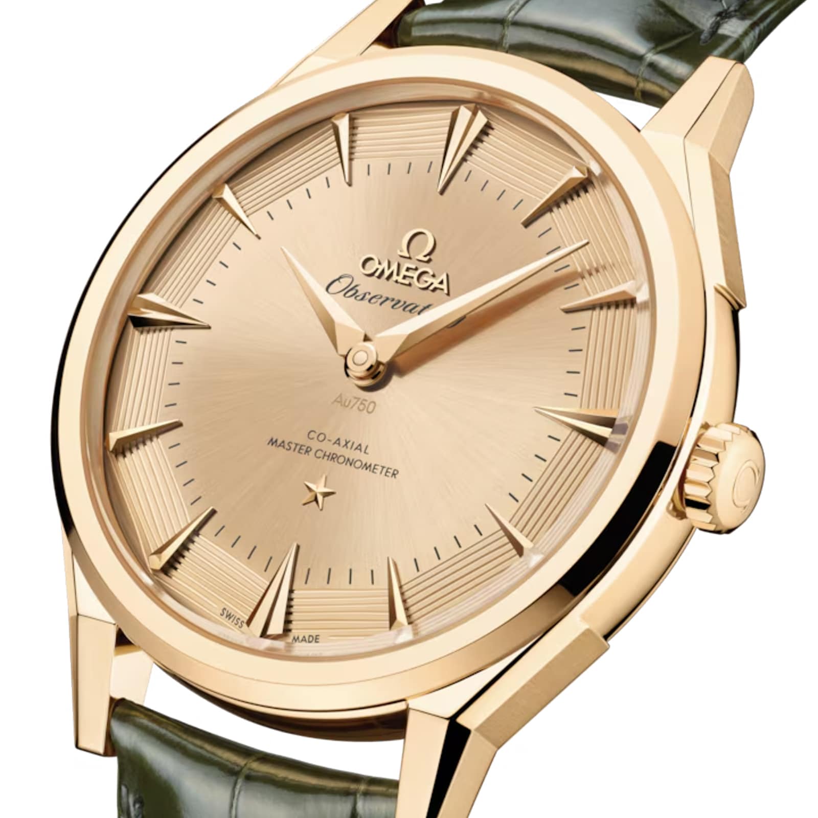 Omega Constellation Observatory 39.5mm Mens Watch Gold Alligator Strap