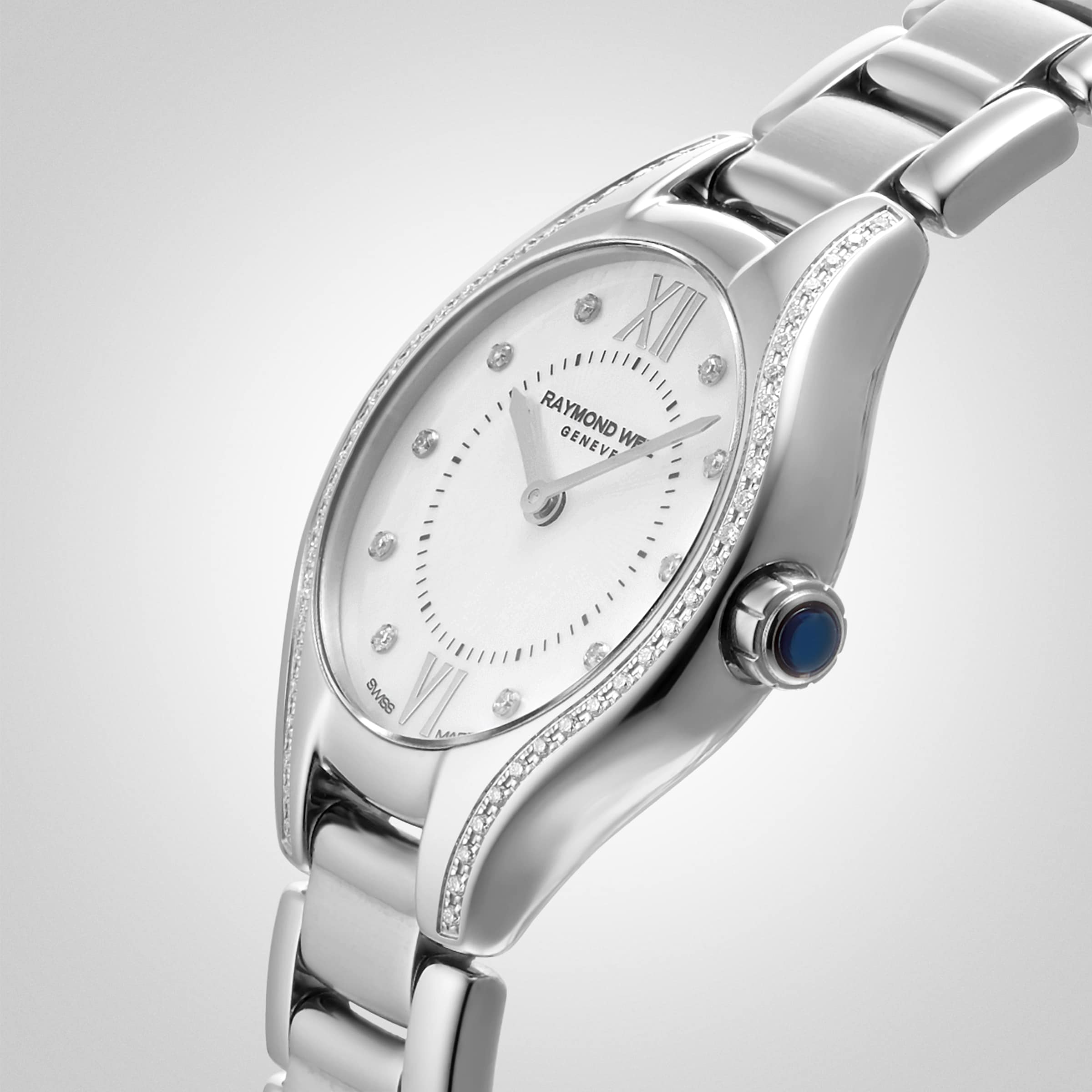 Noemia Ladies Quartz Blue Dial Diamonds Watch, 32mm 5132-ST-50181 | מחוג  וייס