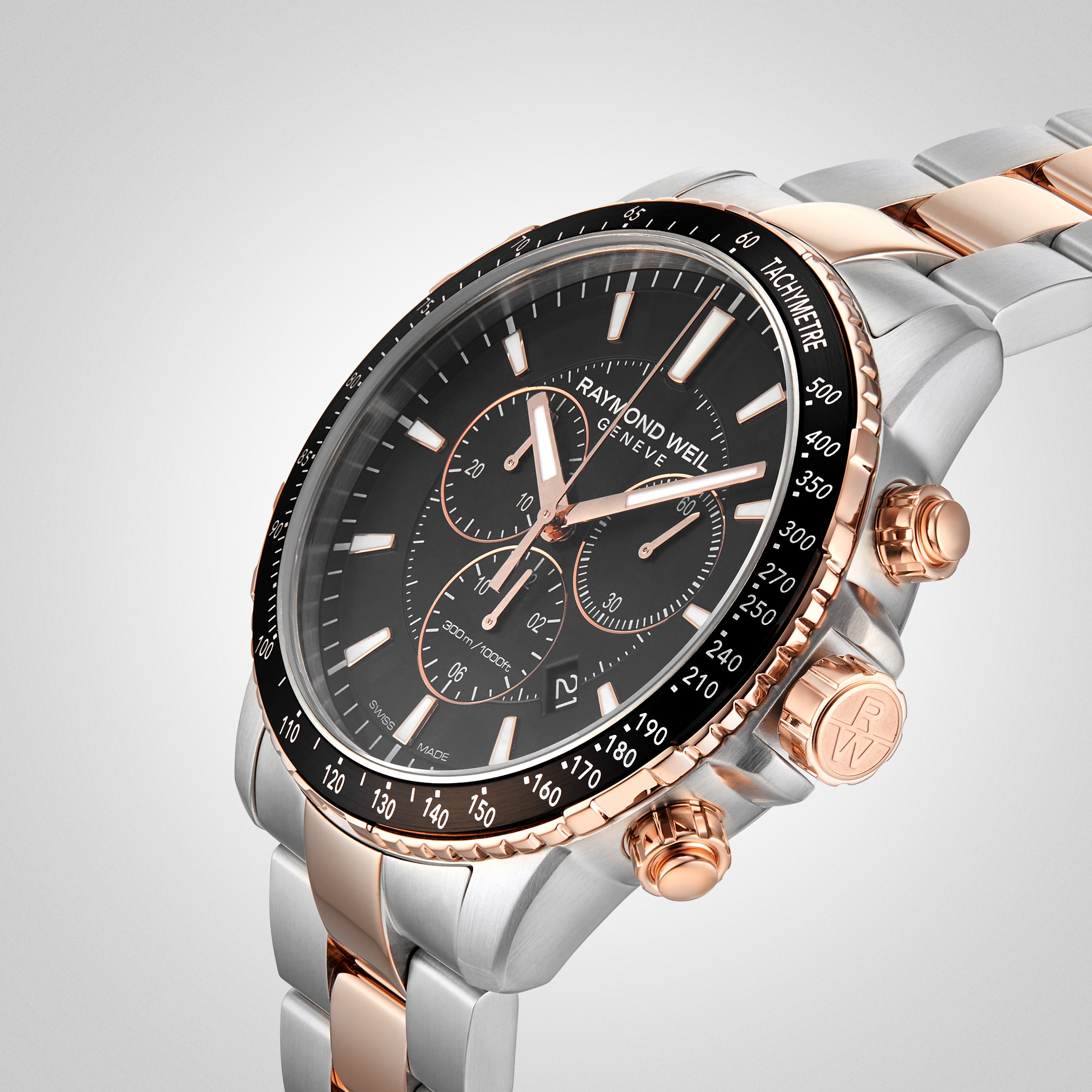 Raymond weil tango steel and rubber chronograph men's online watch