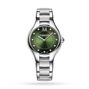 Raymond Weil Noemia Green Dial Stainless Steel Diamond Watch 32mm