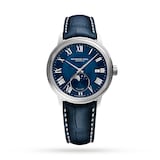 Raymond Weil Maestro Moon Phase Blue Leather Mens Watch 40mm