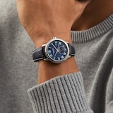 Raymond Weil Maestro Moon Phase Blue Leather Mens Watch 40mm