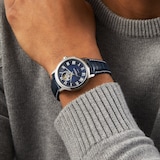 Raymond Weil Maestro Mens Open Aperture Blue Leather Watch 40mm