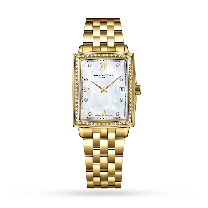 Raymond Weil Toccata Ladies Rectangular 68 Diamonds Gold Watch 22.6mm