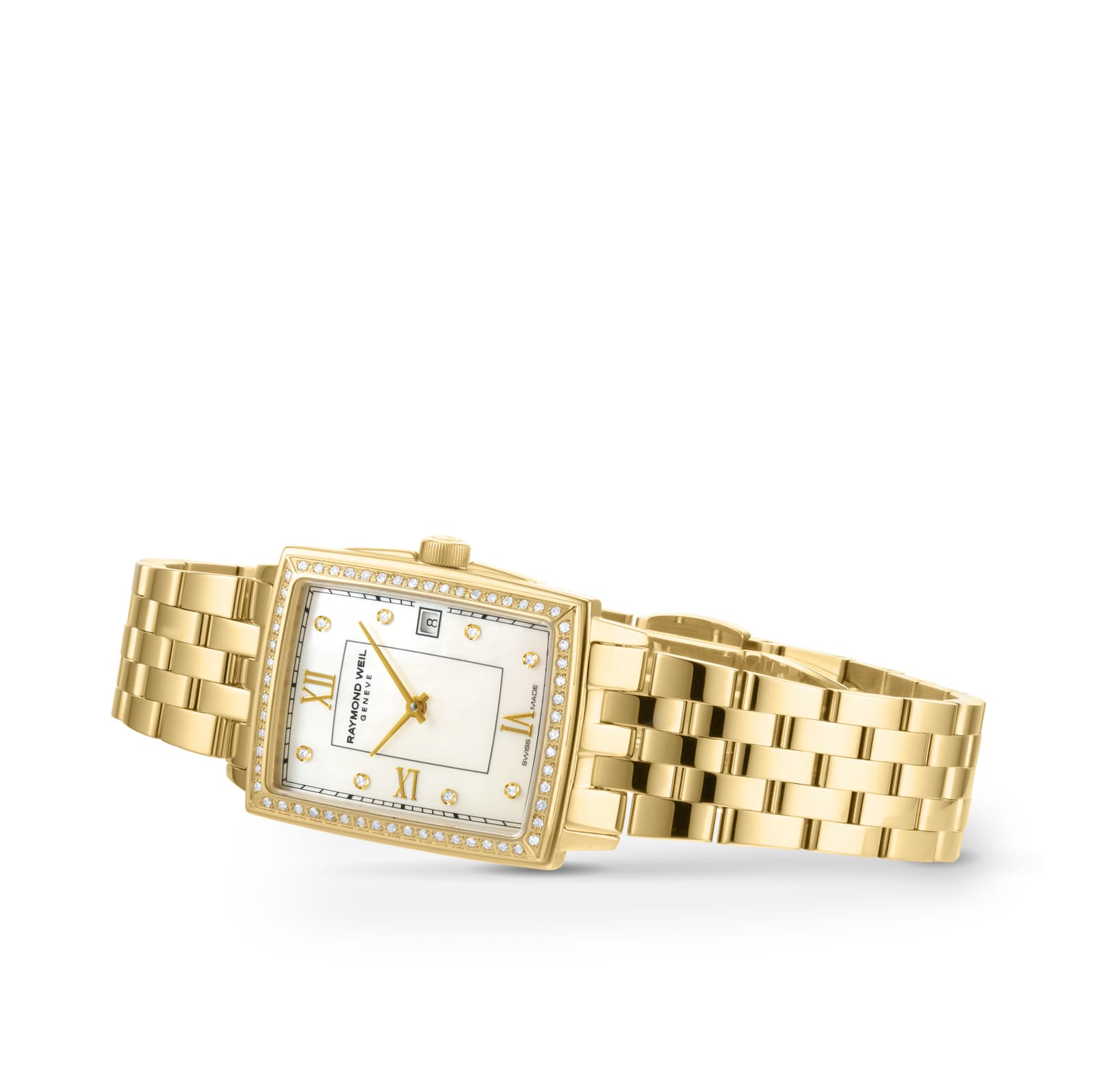 Raymond Weil Toccata Ladies Rectangular 68 Diamonds Gold Watch 22.6mm