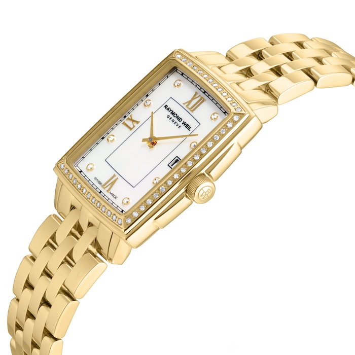 Raymond Weil Toccata Ladies Rectangular 68 Diamonds Gold Watch 22.6mm