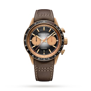 Raymond Weil Freelancer Bronze Chronograph Leather Watch 43.5mm