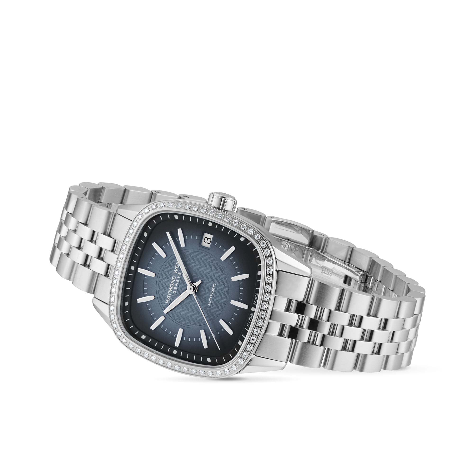 Raymond Weil Freelancer Automatic 34mm x 34mm Ladies Watch Lab Grown Diamonds Blue