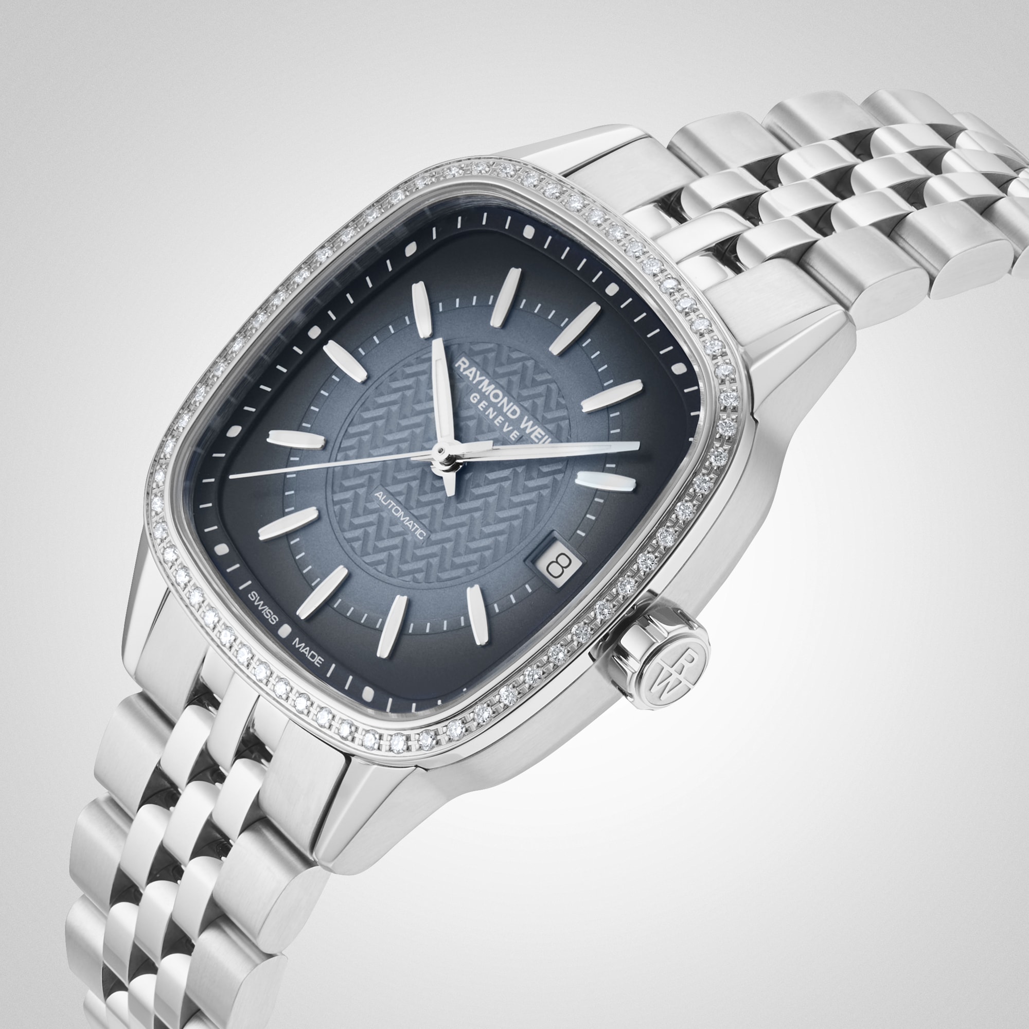 Raymond Weil Freelancer Automatic 34mm x 34mm Ladies Watch Lab Grown Diamonds Blue