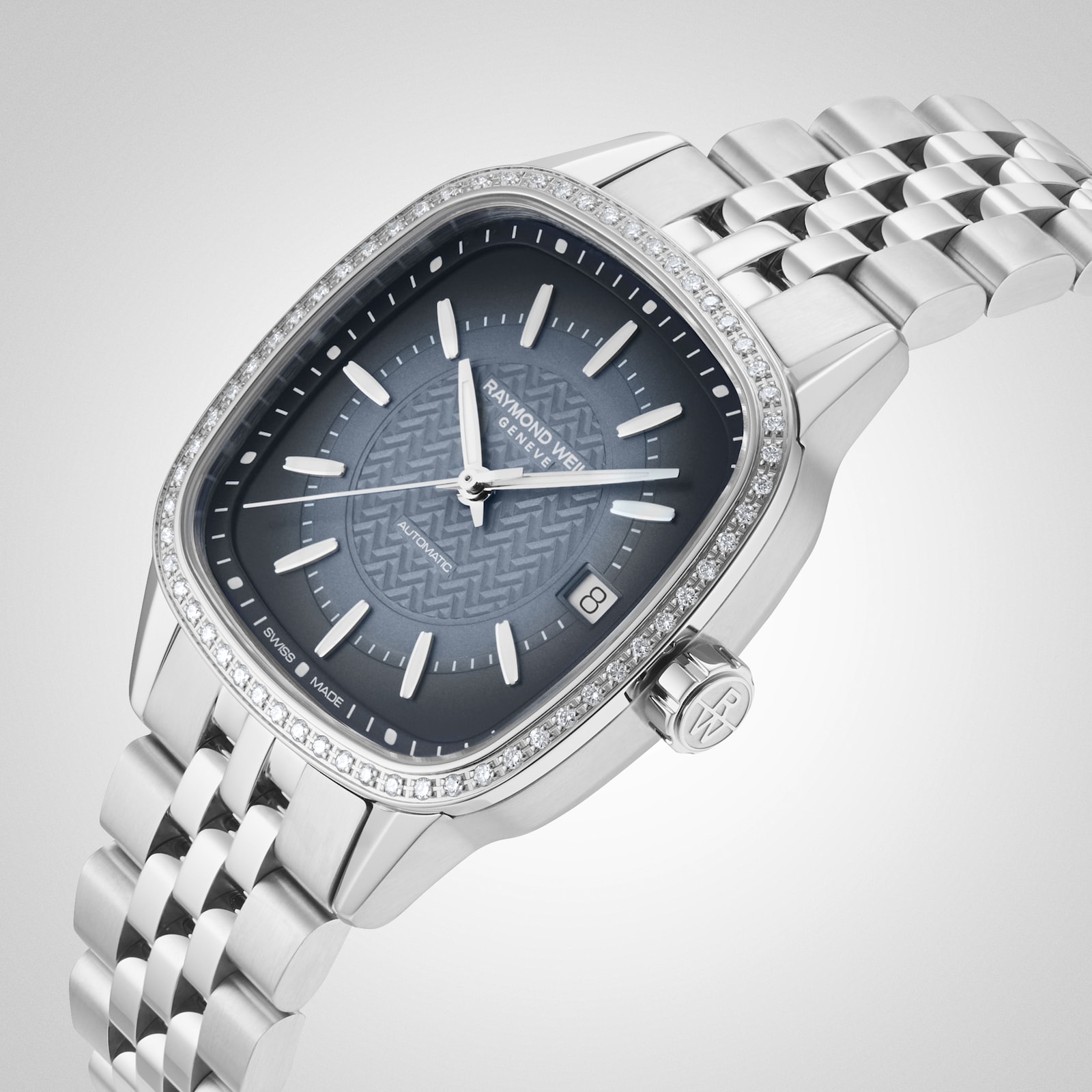 Raymond Weil Freelancer Automatic 34.5mm x 34.5mm Ladies Watch Lab Grown Diamonds Blue