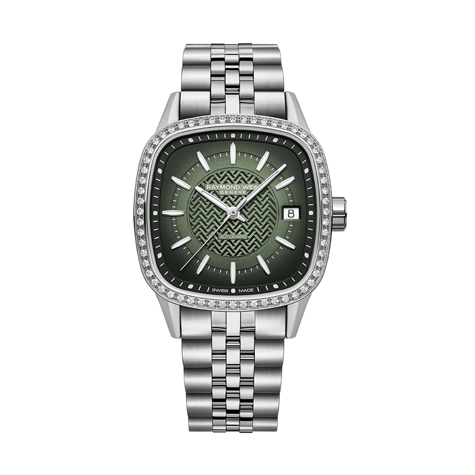 Raymond Weil Freelancer Automatic 34.5mm x 34.5mm Ladies Watch Lab Grown Diamonds Green