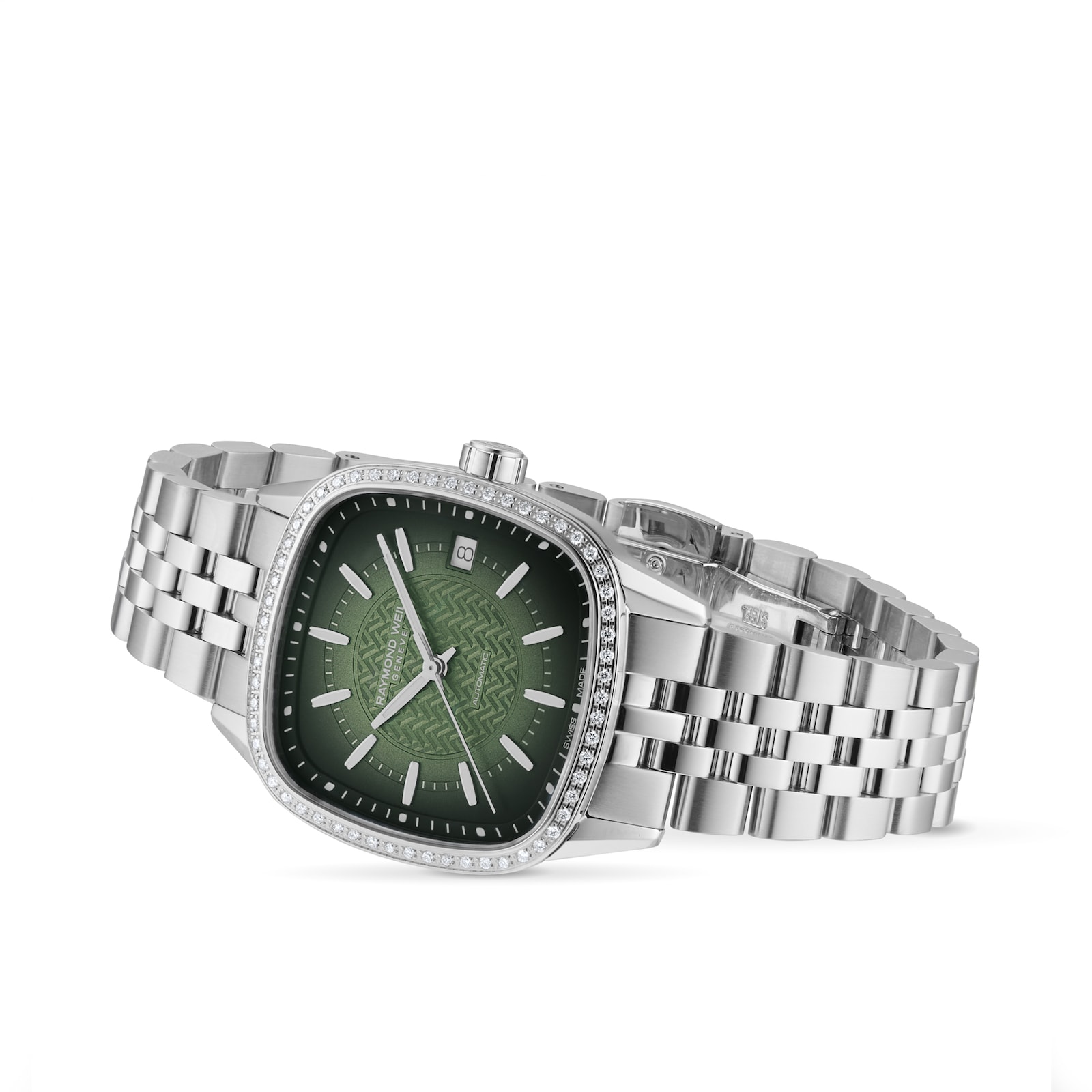 Raymond Weil Freelancer Automatic 34.5mm x 34.5mm Ladies Watch Lab Grown Diamonds Green