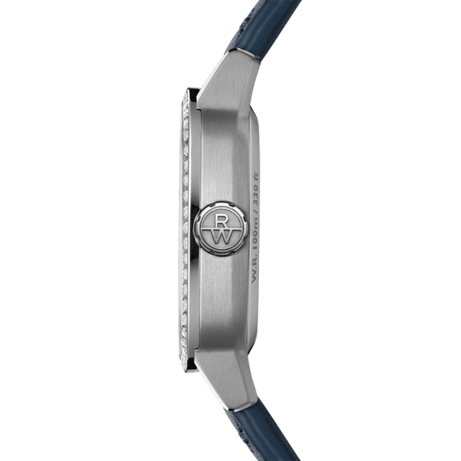 Raymond Weil Freelancer Ladies Automatic Blue Dial 60 Laboratory Grown Diamonds Leather Strap Watch 34.5 x 34.5 mm