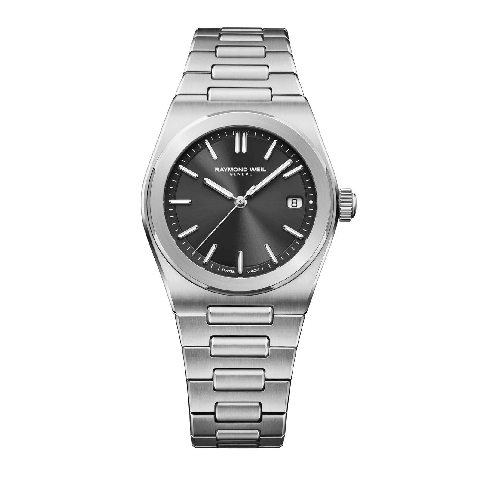 A.R.T. Date Automatic 38mm Mens Watch Graphite Dial Stainless Steel Bracelet