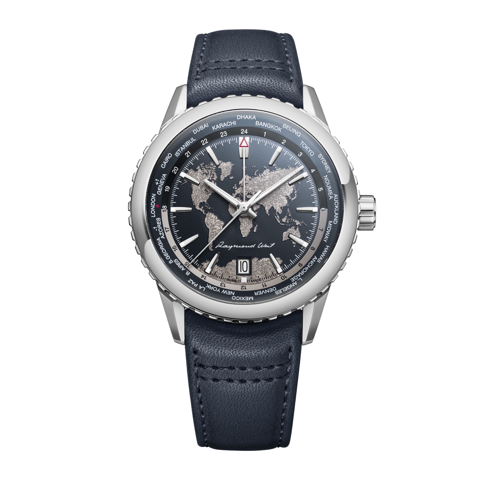 Raymond Weil Freelancer World-Traveller GMT Limited Edition 40mm Mens Watch Blue Dial Leather Strap