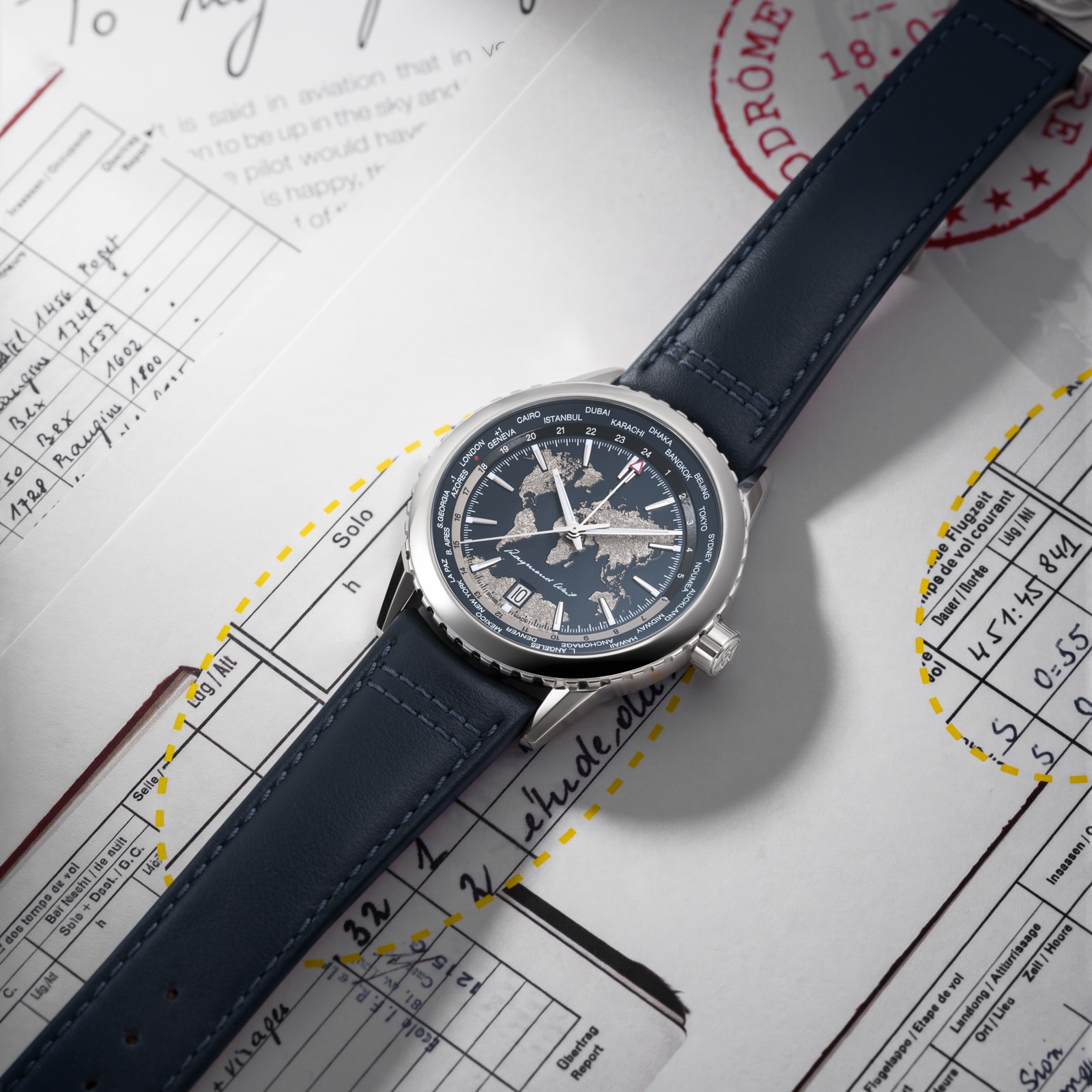 Raymond Weil Freelancer World-Traveller GMT Limited Edition 40mm Mens Watch Blue Dial Leather Strap
