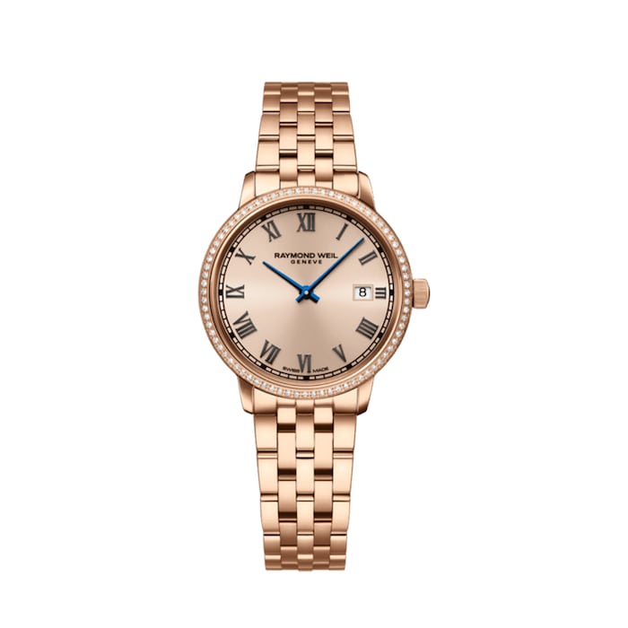 Raymond Weil Toccata Ladies Rose Gold PVD 80 Diamonds Quartz Watch, 34 mm