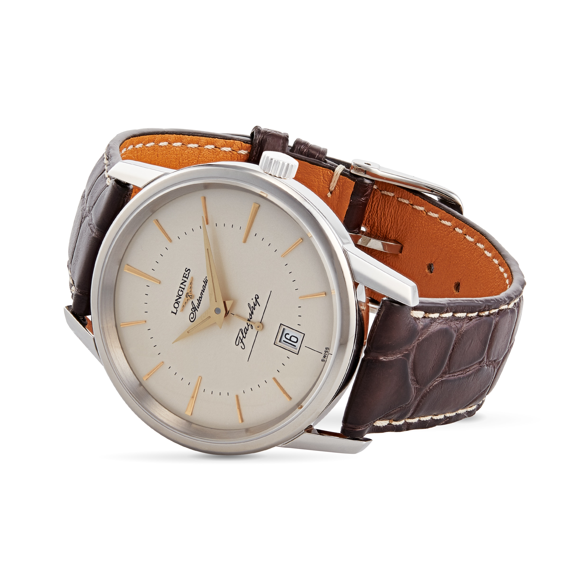 Longines leather strap watch hot sale