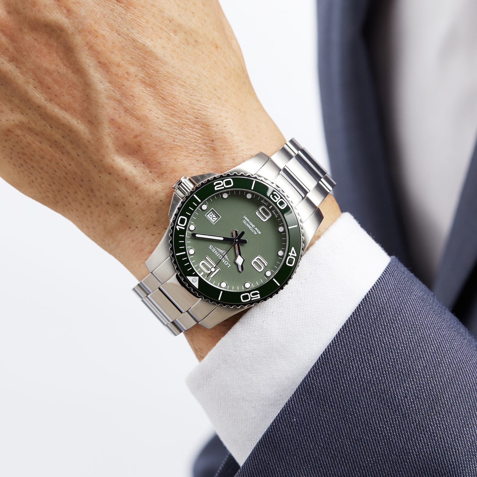 Longines HydroConquest 41mm Stainless Steel Mens Watch - Green